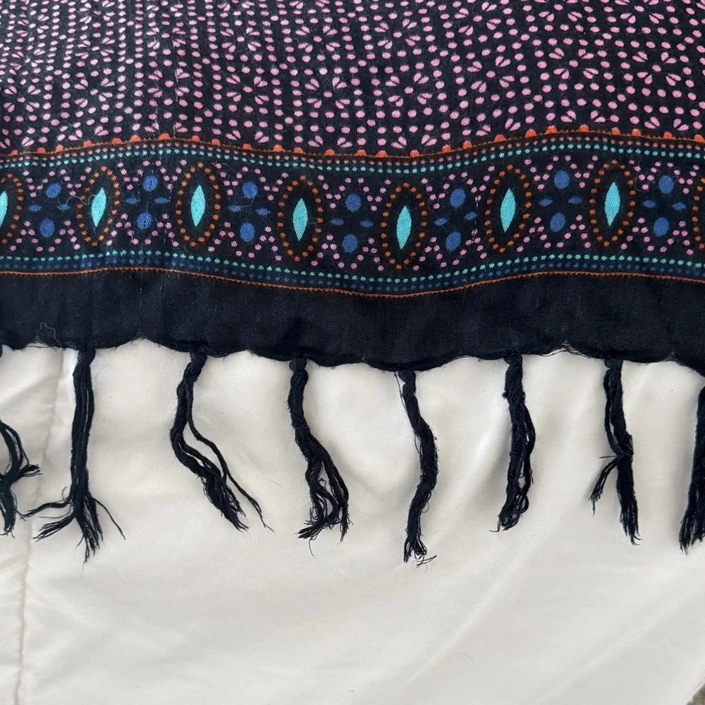 Boho Handmade Indonesian Mandala Lizard Fringe Tapestry/Sarong - 46”x60”